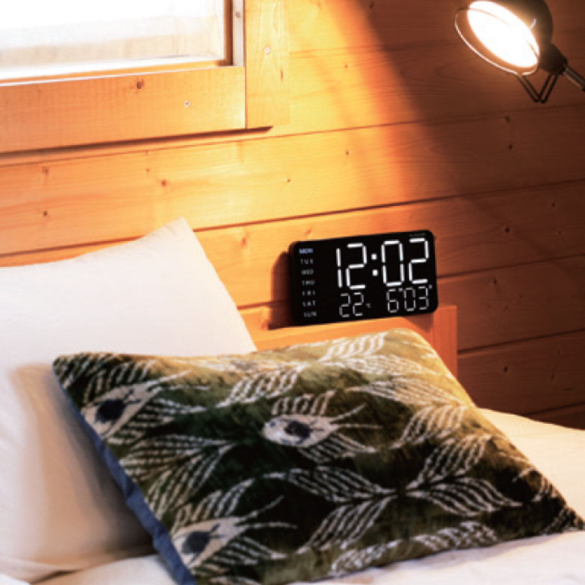 置き時計 LED デジタル時計 温度計付き 置き掛け兼用 SLOWER シエロ ( 温度計 カレンダー USB LED時計 置き 掛け アラーム スヌーズ カウントダウン 輝度調整 曜日表示 おしゃれ ) 【ホワイト×ホワイト】 ホワイト×ホワイト