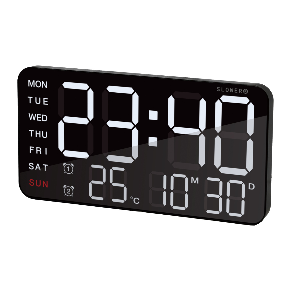 置き時計 LED デジタル時計 温度計付き 置き掛け兼用 SLOWER シエロ ( 温度計 カレンダー USB LED時計 置き 掛け アラーム スヌーズ カウントダウン 輝度調整 曜日表示 おしゃれ ) 【ホワイト×ホワイト】 ホワイト×ホワイト