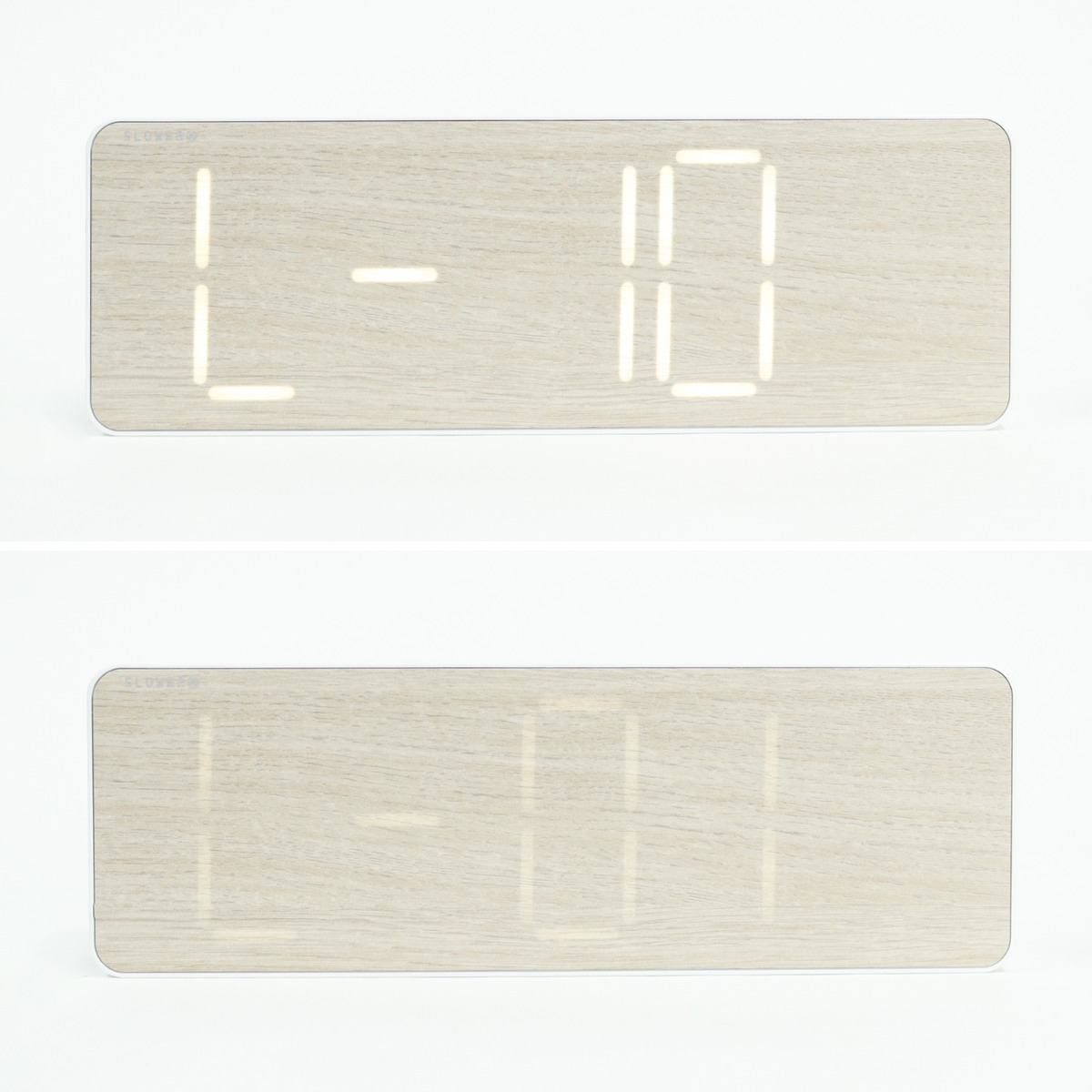 置き時計 LED デジタル時計 リモコン付き 置き掛け兼用 SLOWER リコ ウッド ( 温度計 カレンダー USB LED時計 置き 掛け 輝度調節 卓上時計 日付 曜日 温度 コンパクト おしゃれ スヌーズ アラーム 木目調 大画面 )