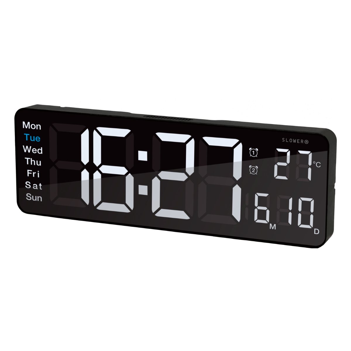 置き時計 LED デジタル時計 リモコン付き 置き掛け兼用 SLOWER リコ ( 温度計 カレンダー USB LED時計 置き 掛け 輝度調節 卓上時計 日付 曜日 温度 コンパクト おしゃれ スヌーズ アラーム 大画面 大きい )