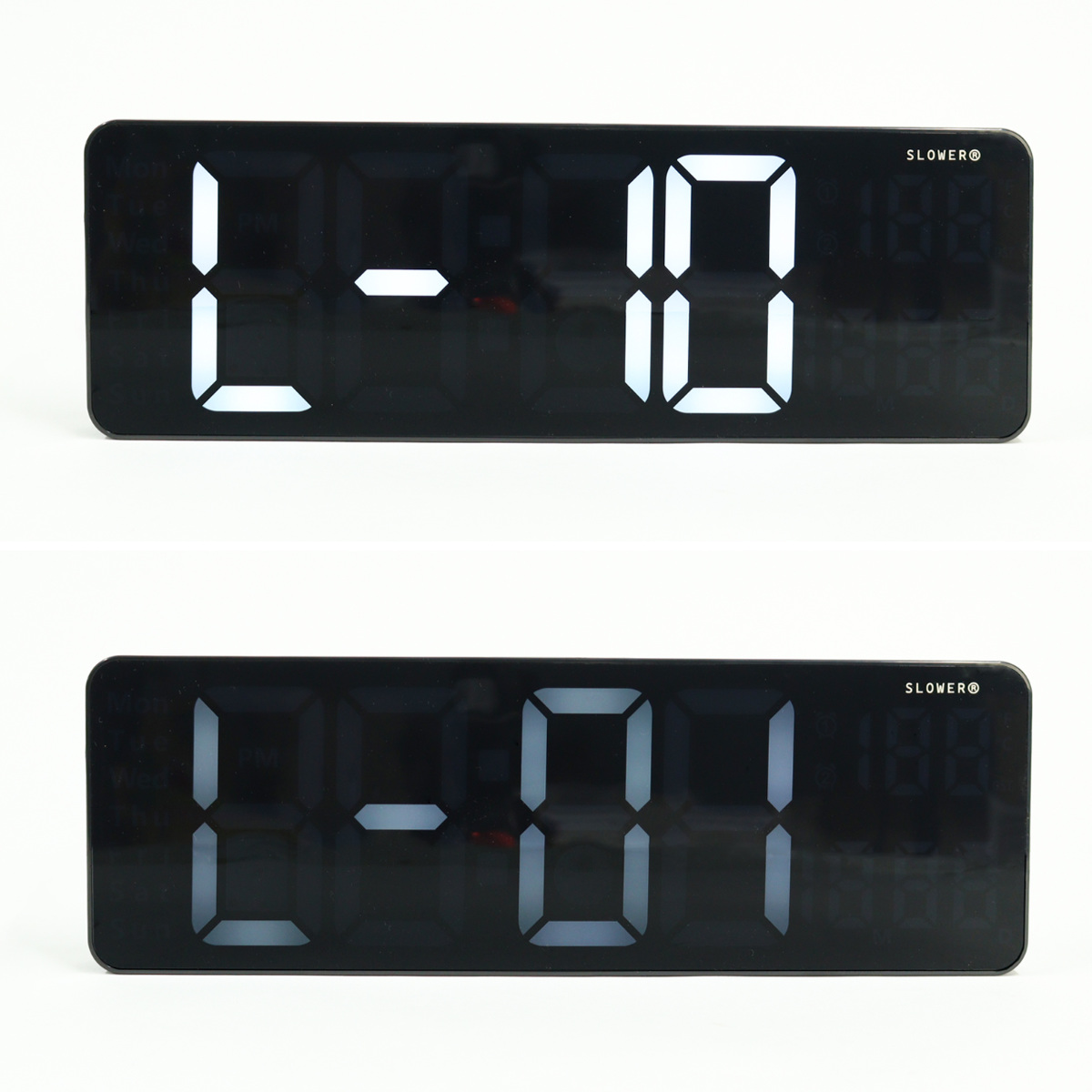 置き時計 LED デジタル時計 リモコン付き 置き掛け兼用 SLOWER リコ ( 温度計 カレンダー USB LED時計 置き 掛け 輝度調節 卓上時計 日付 曜日 温度 コンパクト おしゃれ スヌーズ アラーム 大画面 大きい )