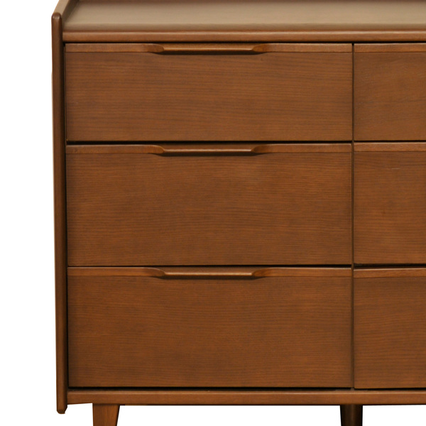 リビングボード 北欧風 ワイドチェスト 3段6杯 天然木 幅100cm ( 開梱設置 収納 リビングチェスト たんす リビング収納 木製 完成品 収納棚 モダン 高級感 ブラウン ナチュラル 北欧モダン ) 【ナチュラル】 ナチュラル