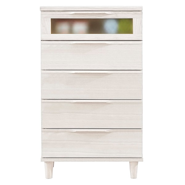 ウッドチェスト 5段 北欧風 天然木突板 幅60cm ( 開梱設置 収納 リビングチェスト たんす リビング収納 北欧 完成品 収納棚 リビングボード チェスト 木目 ブラウン ナチュラル ホワイト ) 【ナチュラル】 ナチュラル