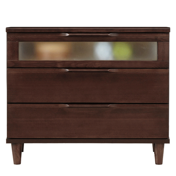 ウッドチェスト ワイド 3段 北欧風 天然木突板 幅80cm ( 開梱設置 収納 リビングチェスト たんす リビング収納 北欧 完成品 収納棚 リビングボード チェスト 木目 ブラウン ナチュラル ホワイト ) 【ナチュラル】 ナチュラル