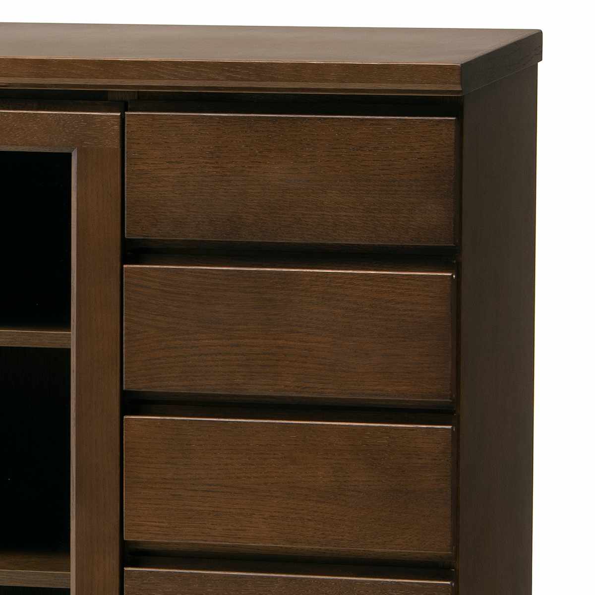 サイドボード 片開き ガラス扉 引出し5段 天然木 FIGARO 幅77cm ( 開梱設置 収納棚 窓下 キッチン キッチンカウンター 木製 日本製 完成品 収納 キッチン収納 引出し収納 リビング収納 オーク 国産 おしゃれ ) 【ナチュラル】 ナチュラル