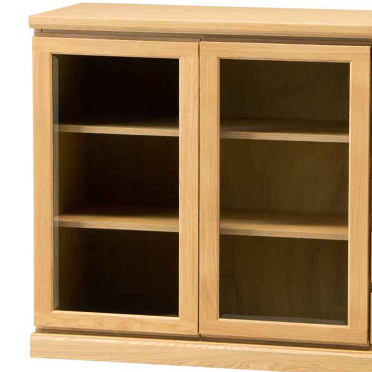 サイドボード 両開き ガラス扉 引出し5段 天然木 FIGARO 幅120cm ( 開梱設置 収納棚 窓下 キッチン キッチンカウンター 木製 日本製 完成品 収納 キッチン収納 引出し収納 リビング収納 オーク 国産 おしゃれ ) 【ナチュラル】 ナチュラル