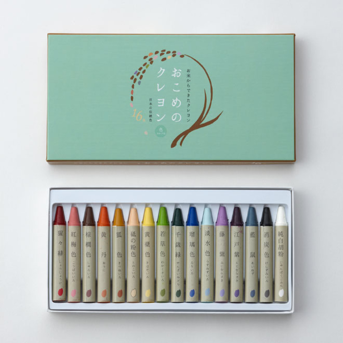 クレヨン おこめのクレヨン 16色 お米 文具 （ パステル べたつきにくい さらさら 安心 安全 お絵かき 知育玩具 女の子 男の子 子供 キッズ 幼児 小学生 大人 ぬりえ 塗り絵 色ぬり プレゼント ギフト お祝い ）