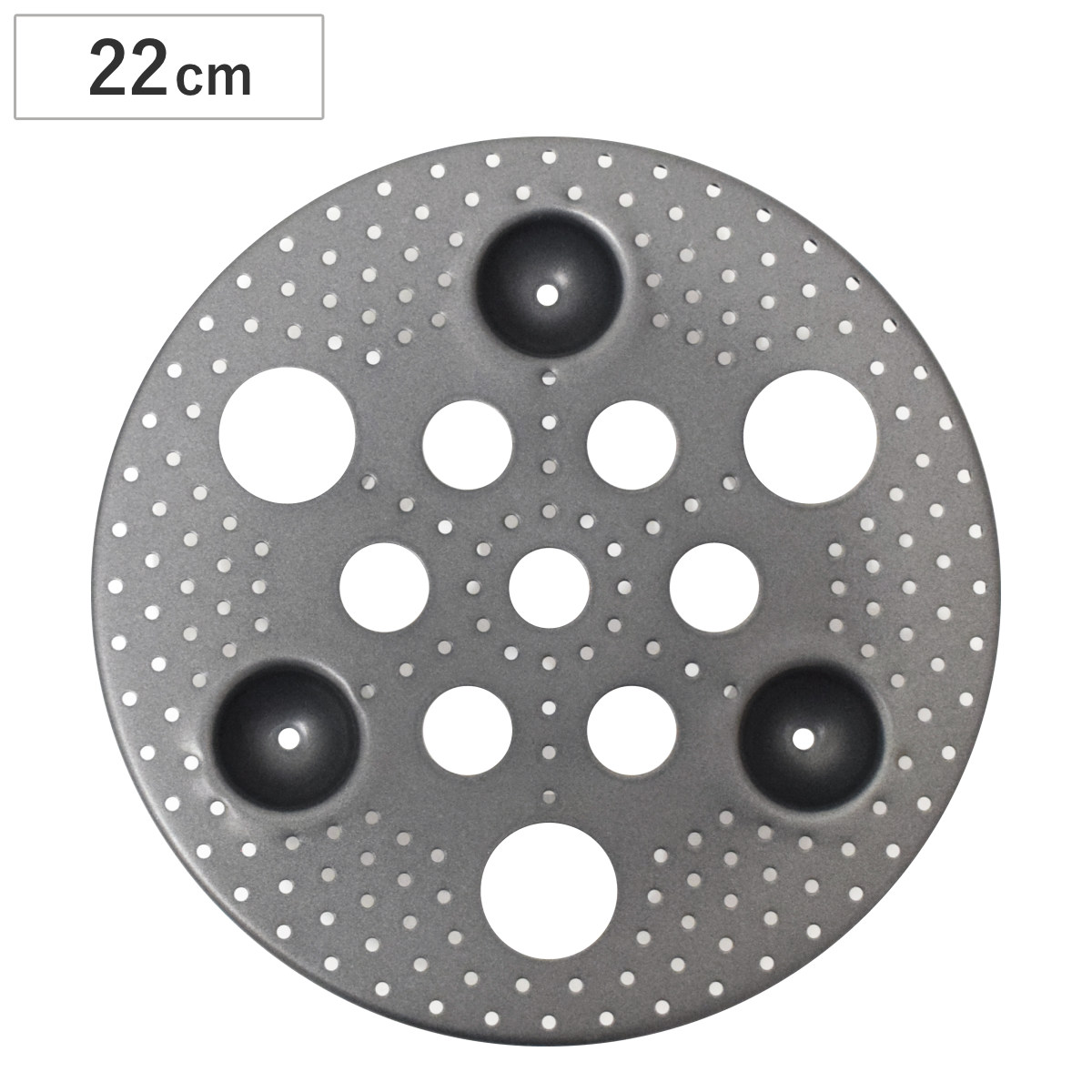 蒸し皿 22cm以上用 スチームプレート ステンレス製 日本製 （ 22cm ステンレス 蒸し目皿 フライパンスチーマー 琺瑯鍋 対応 鍋 なべ 土鍋 フライパン 蒸しプレート 蒸し料理 22cm以上フライパン対応 ）