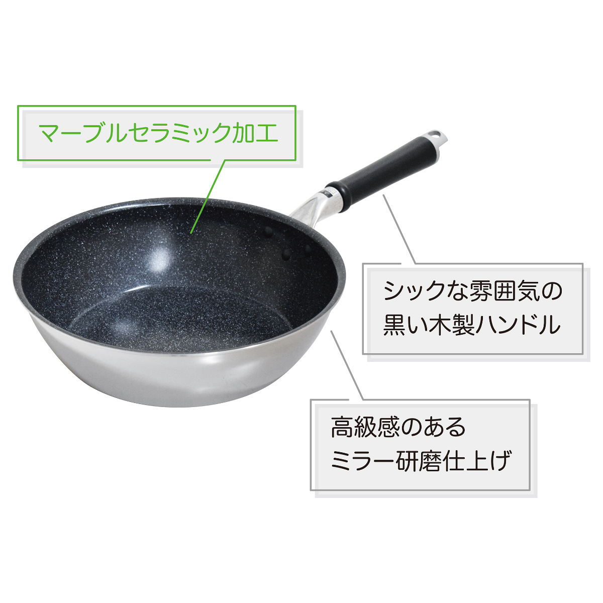 フライパン 20cm IH対応 セラブルコート 日本製 UMIC ユミック ( ガス火対応フライパン 炒め鍋 軽い IH ガス火 20センチ いため鍋 ステンレス アルミ 2層構造 マーブル 軽量 こびりつきにくい )