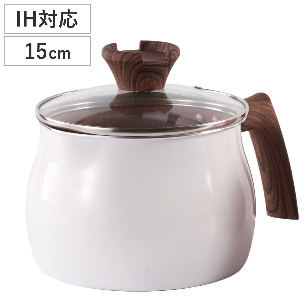 マルチポット 15cm IH対応 ホワイト マルチポットパン ( ガス火対応 片手鍋 鍋 片口鍋 マルチ ガラス蓋付き 軽い 15センチ フッ素コーティング アルミ製 万能鍋 マルチ鍋 なべ 片手なべ 天ぷら鍋 ケトル )