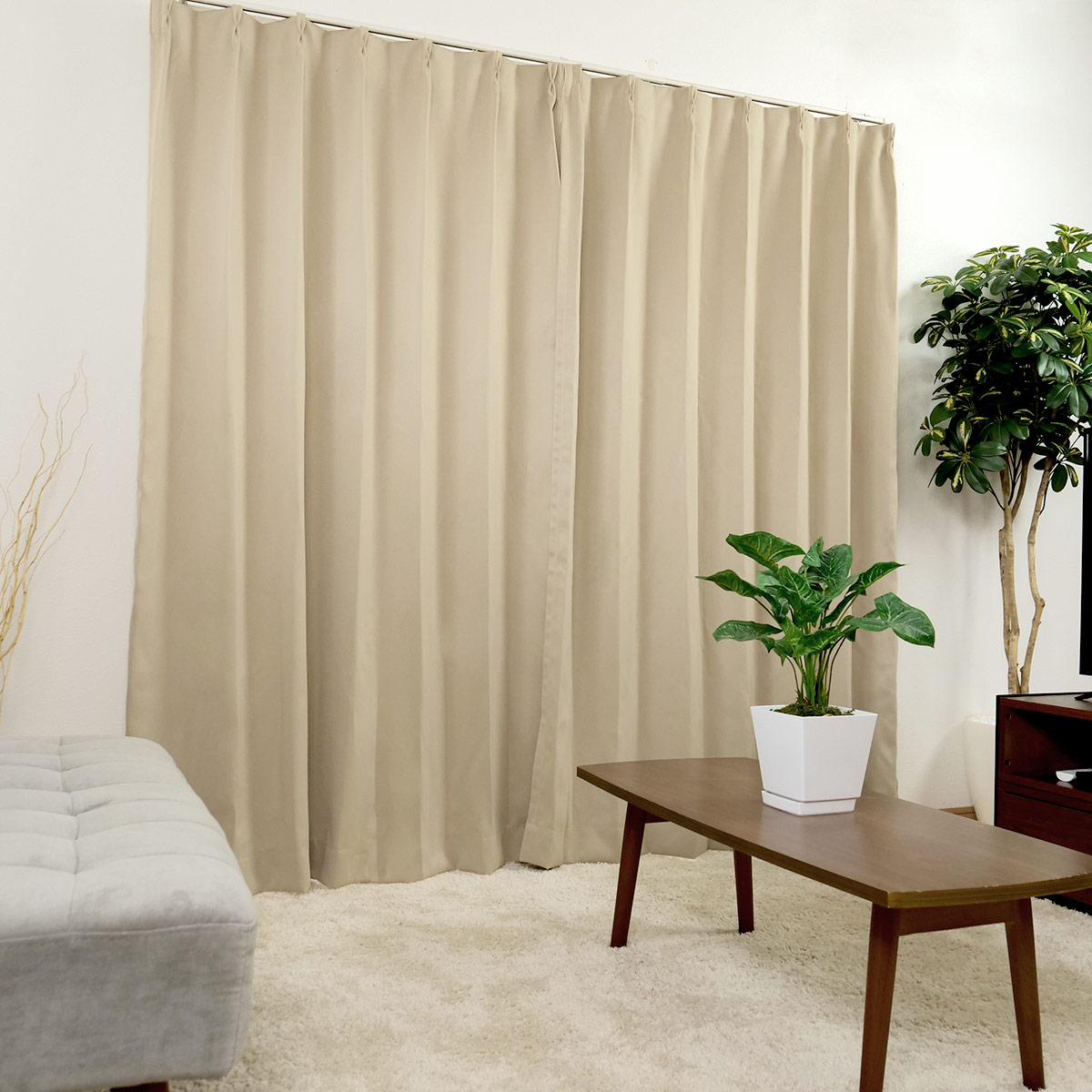カーテン 幅150cm 1枚 ベルーイ 遮光1級 洗える ドレープカーテン 丈135~210cm ( 遮光カーテン ドレープ 既製品 一級遮光 防炎 ウォッシャブル インテリア 洗濯 可能 無地 1.5倍ヒダ Bフック 窓 日本製 遮光 2枚入り ) 【ベージュ 丈178cm】 ベージュ 丈178cm