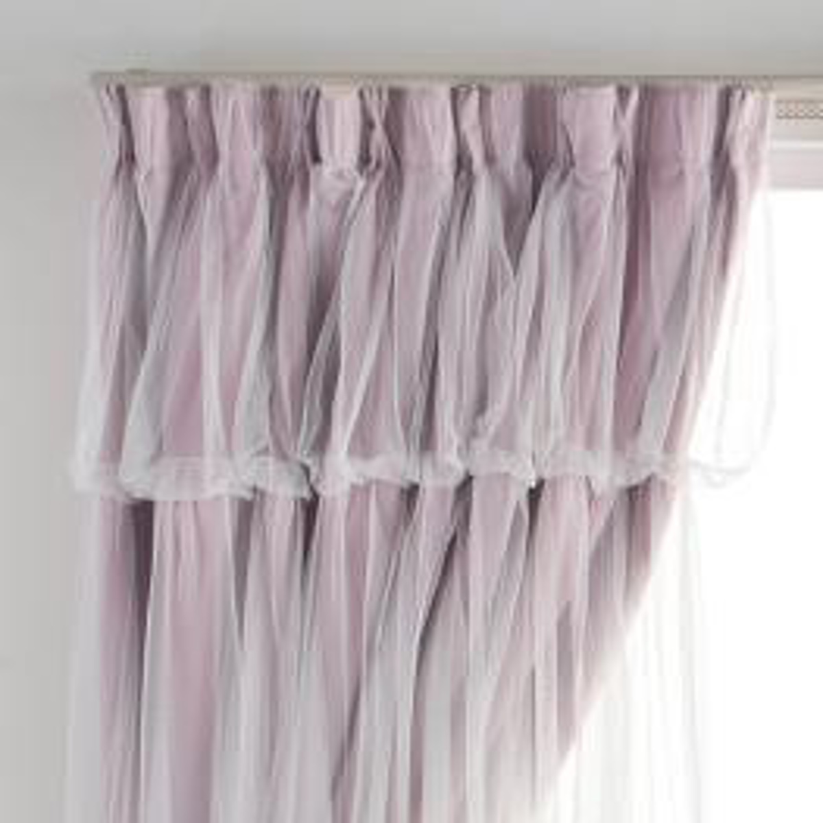 カーテン 遮光 2級 2枚組 幅100cm×丈200cm レイヤードカーテン くすみカラー 姫系 ( ドレープ 既製品 洗えるカーテン 2枚 レース ウォッシャブル インテリア レイヤード 2倍ヒダ 洗濯できる 洗える 既成 2級遮光 掃き出し窓 ) 【ライトグレー】 ライトグレー