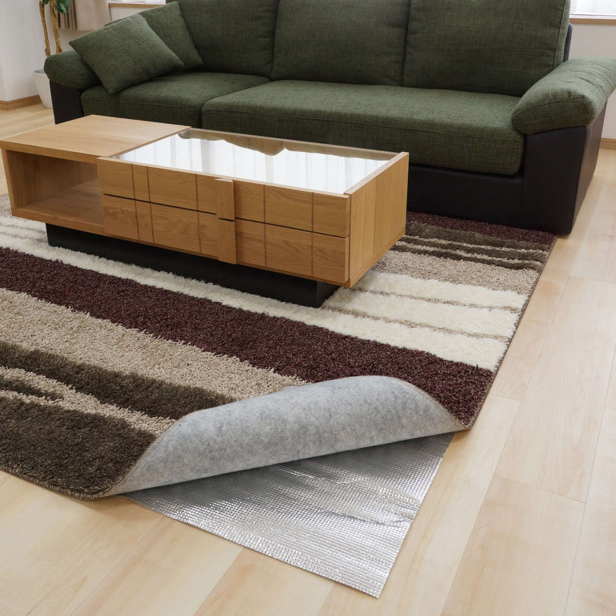 保温シート アルミマット 防ダニ ほかほかDX 1.5畳 折り畳みタイプ ジョイント式 ( 2枚入 60×170 厚さ5mm 防音1級 断熱シート 保温マット ホットカーペット 断熱マット カーペット ラグ 絨毯 下敷き アルミ 保温 冷気 遮断 断熱 )