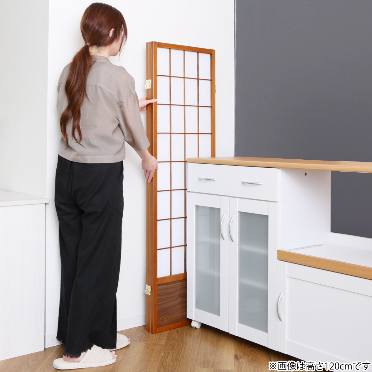 衝立 和風衝立 あずきS 3連 高さ90cm （ 間仕切り 目隠し