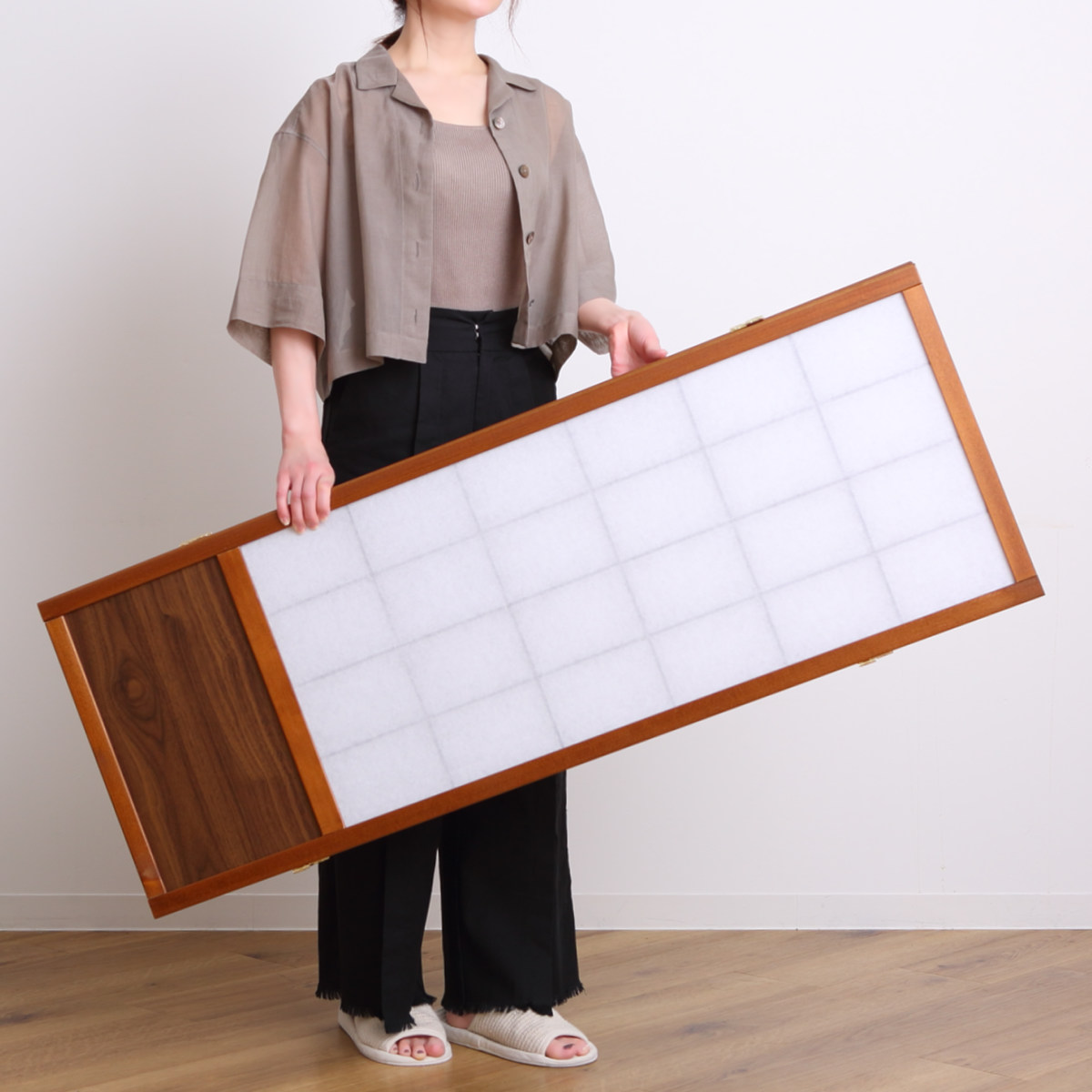 衝立 和風衝立 あずきM 3連 高さ120cm ( 間仕切り 目隠し パーティション 屏風 自立 折りたたみ 和風 障子 スクリーン ついたて 3連スクリーン 仕切り おしゃれ 部屋 和室 玄関 インテリア 木目 格子 軽量 蝶番 パーテーション )