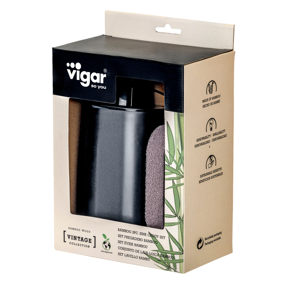 ディスペンサー Vigar ヴィンテージ 2ピース シンク キャディセット ( ヴィガール スポンジラック スポンジホルダー ボトルホルダー ボトルラック スポンジ置き スポンジ入れ 洗剤入れ 洗剤ラック ラック 洗剤 スポンジ )