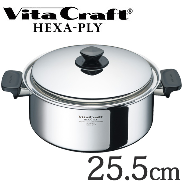 dショッピング |Vita Craft ビタクラフト 両手鍋 25.5cm 5.5L ヘキサプライ No.6127 IH対応 （ 無水調理 無油調理  VitaCraft HEXA-PLY ガス火対応 10年保証 リットル ） | カテゴリ：鍋・土鍋の販売できる商品 | リビングート  (0934973673361272)|ドコモの通販サイト