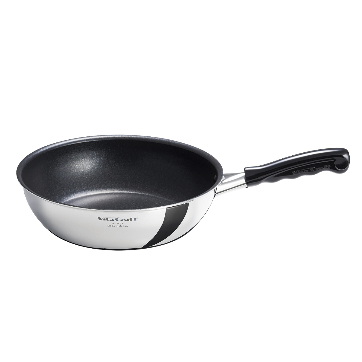 Vita Craft ウォックパン 24cm IH対応 カーペンター 深型フライパン PFOAフリー ( ガス火対応 片手鍋 炒め鍋 深型 金属ヘラOK ふっ素加工 軽い 日本製 24センチ フッ素加工 いため鍋 アルミ ステンレス 2層構造 軽量 )