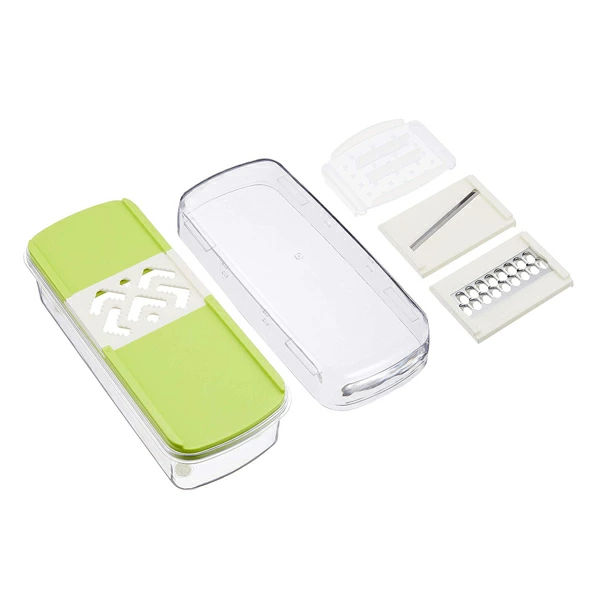 スライサー カセット式野菜調理器 コンパクト 安全ガード付き （ スライサーセット 野菜スライサー 野菜調理器セット おろし金 下ろし金 下ろし器 千切り器 せん切り器 調理器具 調理道具 キッチンツール ）