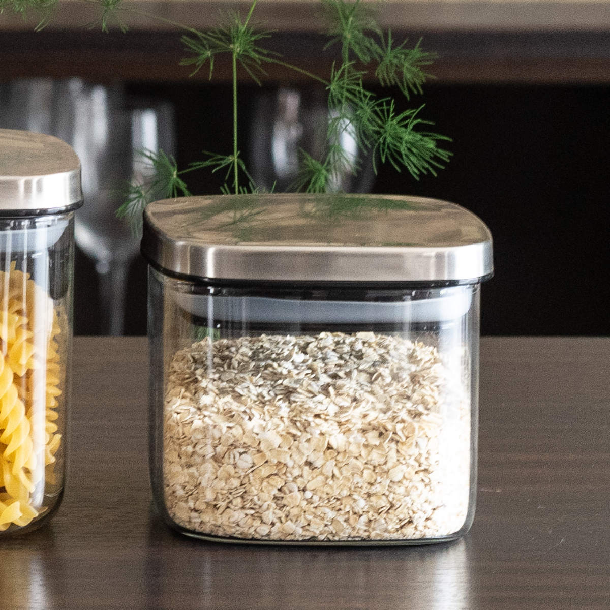 保存容器 キッチンアシスト 角型 ガラス キャニスター 600ml ( ガラス保存容器 調味料容器 密閉 ガラス製 パッキン おしゃれ 密閉容器 保存ビン 食品保存 乾物 四角 ガラス容器 キッチン用品 透明 )