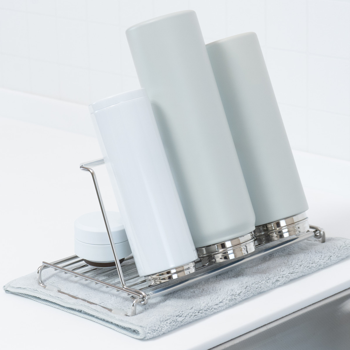 グラススタンド 水切り &kit たためる ボトルスタンド ( 水切りラック 水切りかご ボトル 水筒 スタンド 乾燥 シンク上 折りたたみ 水筒ラック 洗い物 乾かす 小物 スリム コンパクト )