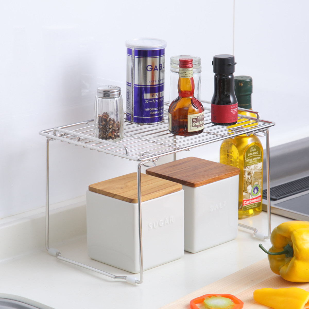キッチンラック &kit たためる キッチン 収納棚 Mサイズ ( 調味料ラック スパイスラック キッチンスタンド 卓上ラック ステンレス 折りたたみ 卓上スタンド 収納スタンド シンク横 コンロ横 シンク下 調味料収納 洗面所下 )