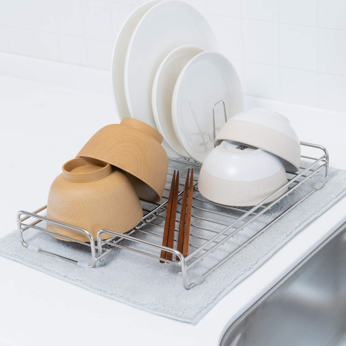 水切りマット ふきん &kit マットとしても使えるふきん 5枚入 ( 吸水 おしゃれ 洗える 布巾 キッチンクロス 吸水マット お皿拭き 厚手 水切り用マット水切り 食器 乾燥 ディッシュマット 食器乾燥用マット ディッシュクロス )