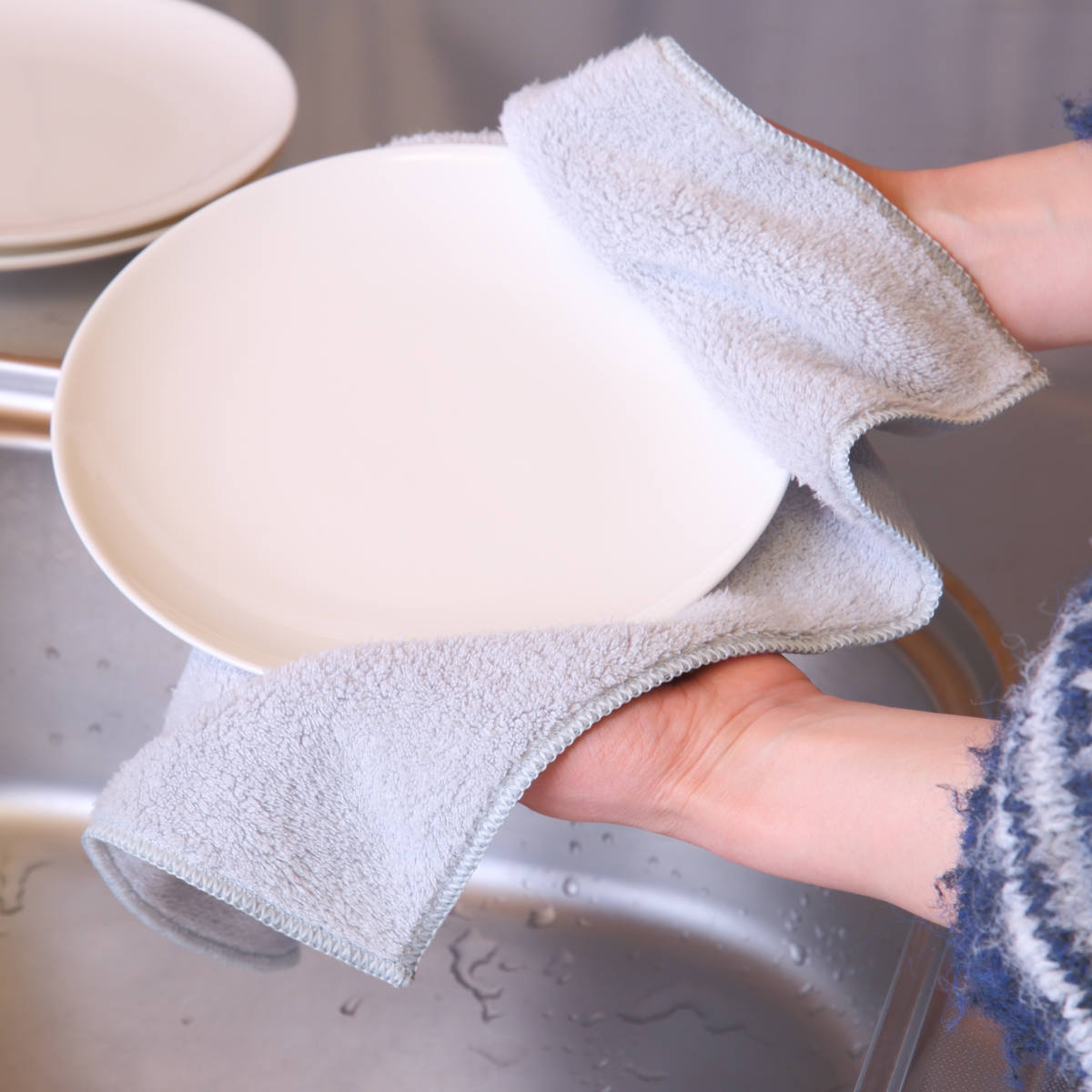 水切りマット ふきん &kit マットとしても使えるふきん 5枚入 ( 吸水 おしゃれ 洗える 布巾 キッチンクロス 吸水マット お皿拭き 厚手 水切り用マット水切り 食器 乾燥 ディッシュマット 食器乾燥用マット ディッシュクロス )