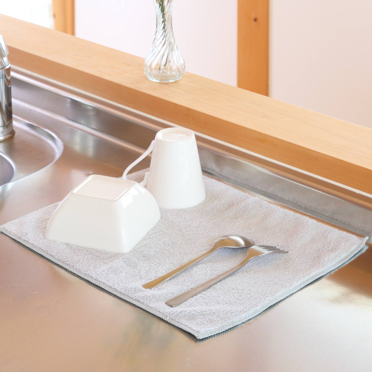 水切りマット ふきん &kit マットとしても使えるふきん 5枚入 ( 吸水 おしゃれ 洗える 布巾 キッチンクロス 吸水マット お皿拭き 厚手 水切り用マット水切り 食器 乾燥 ディッシュマット 食器乾燥用マット ディッシュクロス )