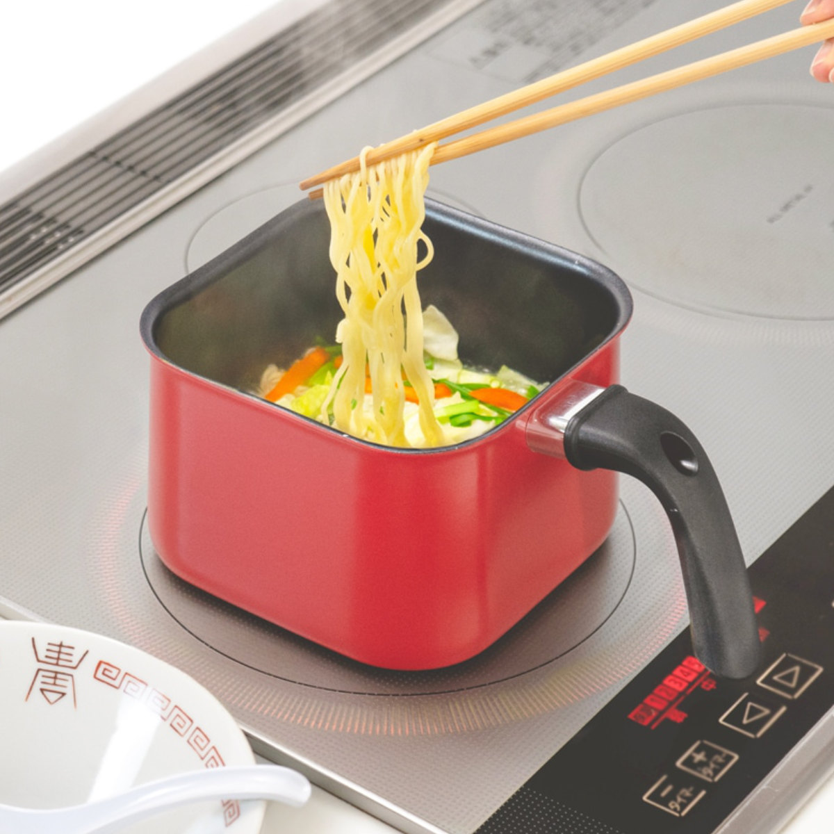 マルチポット 2L スクエア IH対応 ToMay ミニマルチポット ( ガス火対応 アルミ 鍋 小鍋 角型 片手鍋 インスタントラーメン 四角い ソースパン アルミ鍋 なべ 小さい 湯沸かし 2L 天ぷら鍋 万能 マルチ フッ素樹脂加工 ) 【イエロー】 イエロー