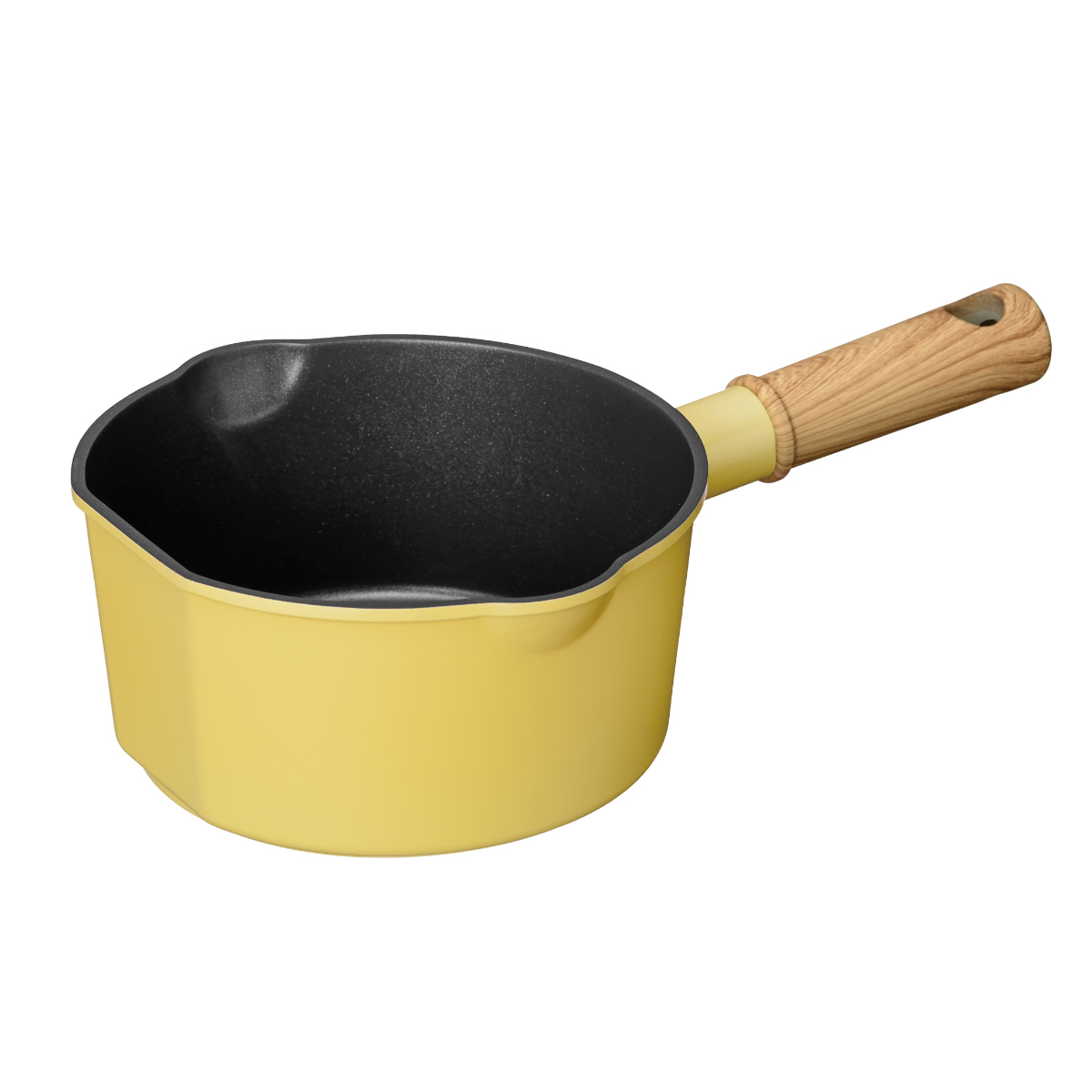 フライパン 16cm IH対応 ココミッケ 横置き スタンドパン ( 片手鍋 ミルクパン マルチパン フッ素加工 ガス火対応 調理器具 小鍋 小さい 自立 収納 便利 フッ素樹脂加工 アルミ製 アルミ鍋 木目調ハンドル 可愛い ) 【マリーピンク】 マリーピンク