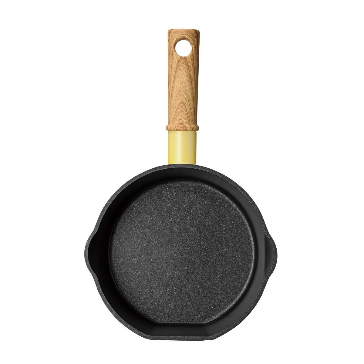 フライパン 16cm IH対応 ココミッケ 横置き スタンドパン ( 片手鍋 ミルクパン マルチパン フッ素加工 ガス火対応 調理器具 小鍋 小さい 自立 収納 便利 フッ素樹脂加工 アルミ製 アルミ鍋 木目調ハンドル 可愛い ) 【マリーピンク】 マリーピンク