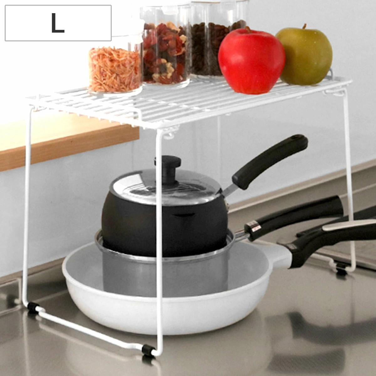 キッチンラック キッチン収納棚 L ホワイト ブランス Blance ( 積み重ね棚 調味料ラック スパイスラック キッチンスタンド 卓上ラック 卓上スタンド 収納スタンド シンクサイド コンロサイド シンク横収納 コンロ横収納 調味料収納 )