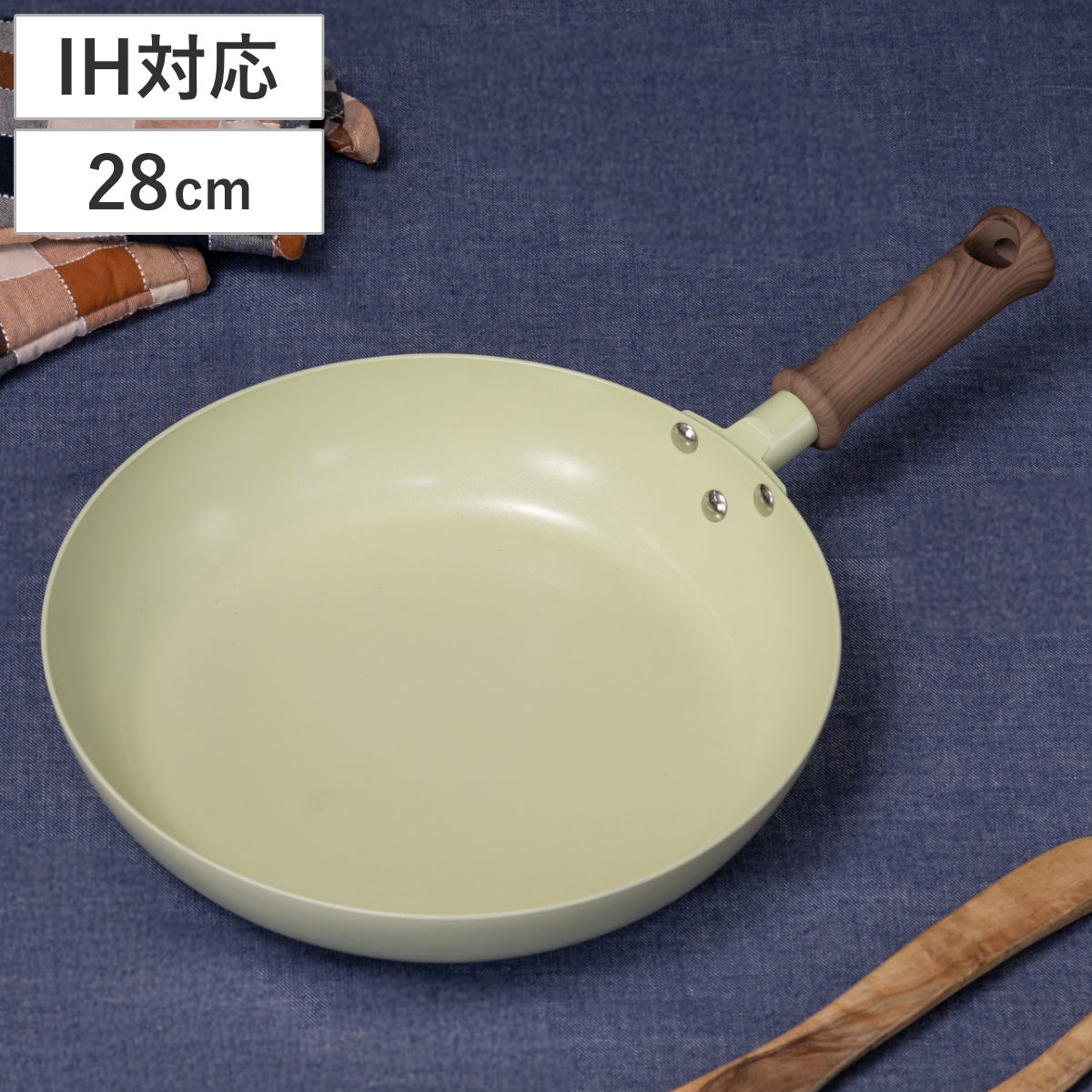 フライパン 28cm IH対応 Hetta セラミックコート ショートハンドル （ ガス火対応 セラミック加工 浅型フライパン 軽い 28センチ アルミ製 セラミック こびりつきにくい 軽量 耐久性 金属ヘラOK おしゃれ 可愛い 調理器具 ）