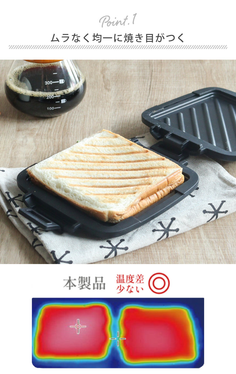 ホットサンドメーカー レンジ用 パリージュ レンジサンドメーカー 電子レンジ調理器 ( 電子レンジ専用 ホットサンド 両面焼き 安心調理 ホットサンド調理 焼き目 フッ素加工 パン 焼ける レンジ キッチン レシピ付き )