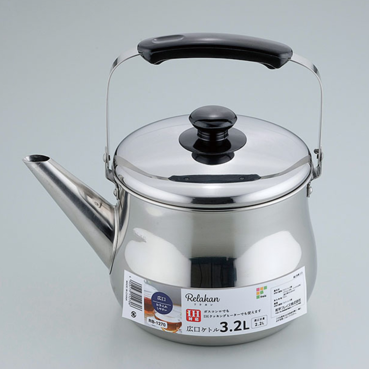 やかん 3.2L IH対応 リラカン 広口 ステンレスケトル ( ケトル ガス火対応 ステンレス 薬缶 ステンレス製ケトル シンプル 3.2リットル 湯沸かし 麦茶 お茶 ヤカン 洗いやすい )