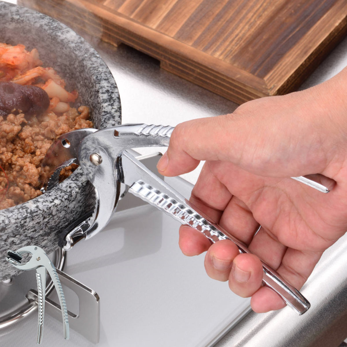 やっとこ ビビンバ用 鍋つかみ チッケ 味覚探訪 韓国編 （ ヤットコ ヤットコ鍋用はさみ やっとこ鍋つかみ 取っ手のない鍋用 やっとこ鍋 スキレット グリルパン すべり止め付き ）