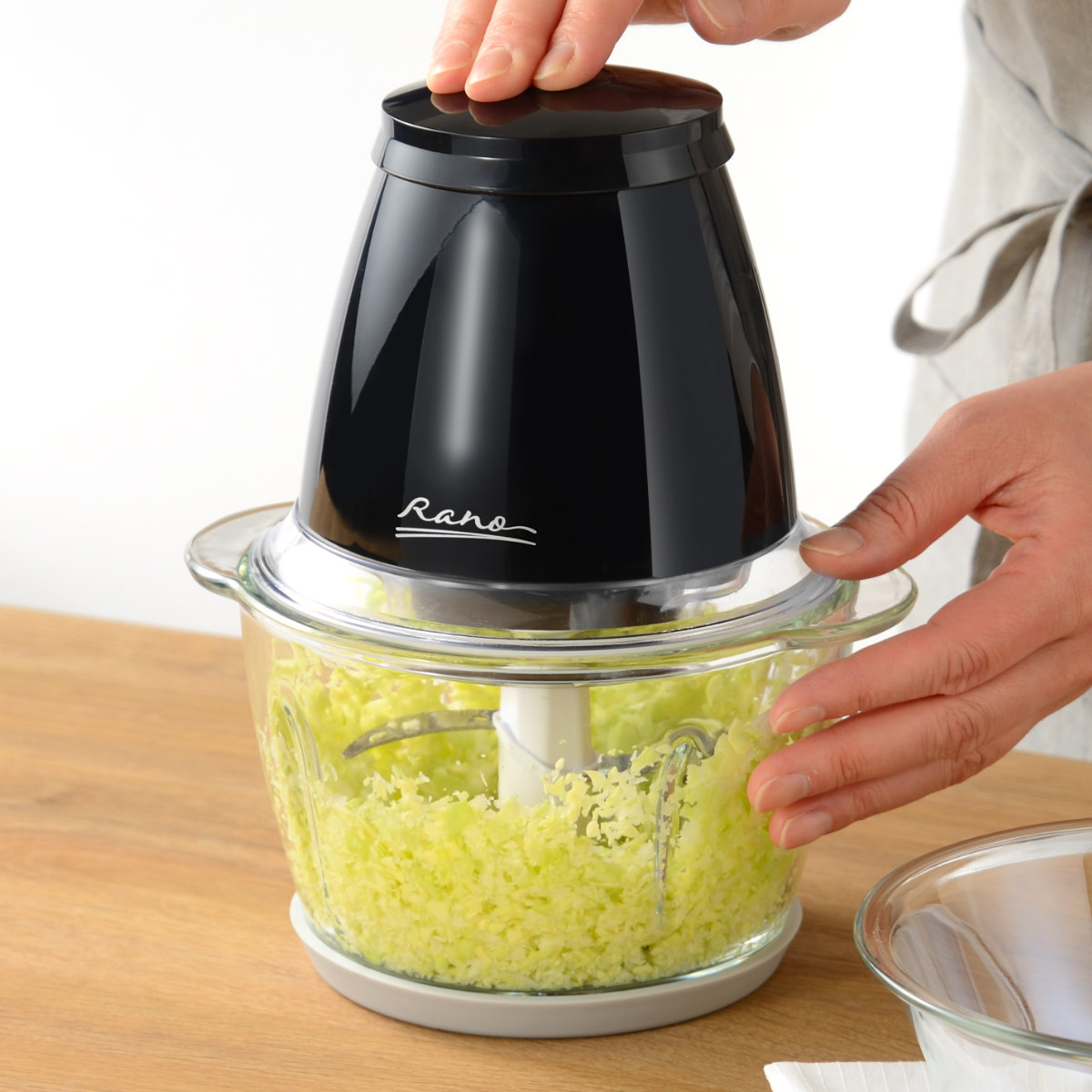 電動フードプロセッサー ラノー チョッパー みじん切り器 ( フードチョッパー ガラス製 調理家電 キッチン家電 みじん切り おろし 泡立て ホイップ 下ごしらえ 大根おろし とろろ コンパクト 料理家電 )