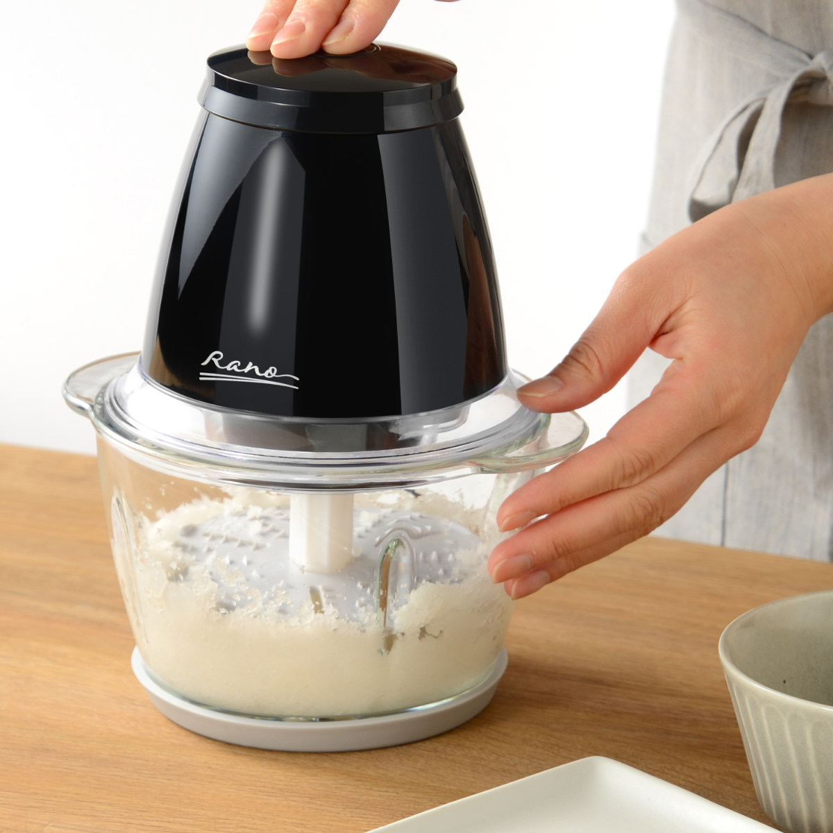 電動フードプロセッサー ラノー チョッパー みじん切り器 ( フードチョッパー ガラス製 調理家電 キッチン家電 みじん切り おろし 泡立て ホイップ 下ごしらえ 大根おろし とろろ コンパクト 料理家電 )