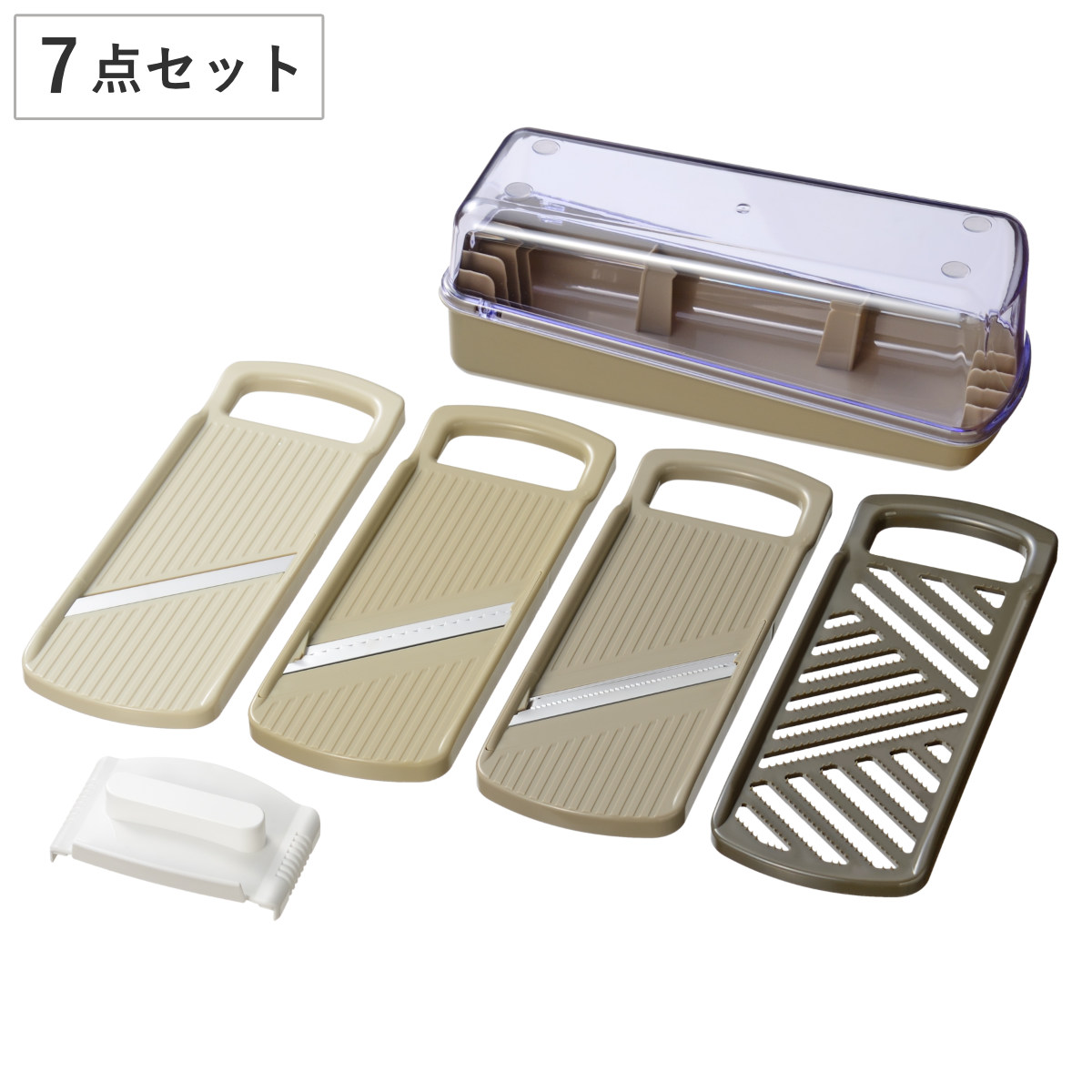 モットプラス マルチスライサーセット 7点セット （ 調理器セット スライサー おろし器 受け皿 安全ホルダー 日本製 千切り器 おろし金 スライス 大根おろし 薬味おろし つま切り 千切り ケース付き 調理器具 ）