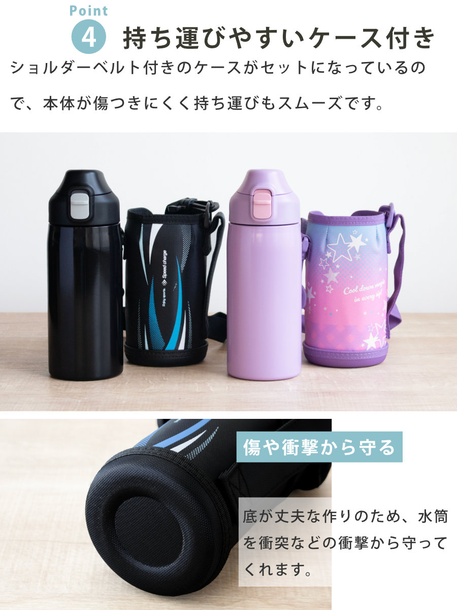 水筒 600ml フォルテック ワンタッチ栓ダイレクトボトル ( 直飲み 保冷 ステンレスボトル スポーツボトル カバー ショルダー ポーチ 真空断熱構造 マグボトル ボトル ワンタッチ ステンレス 魔法瓶 ショルダーベルト こども ) 【スター】 スター