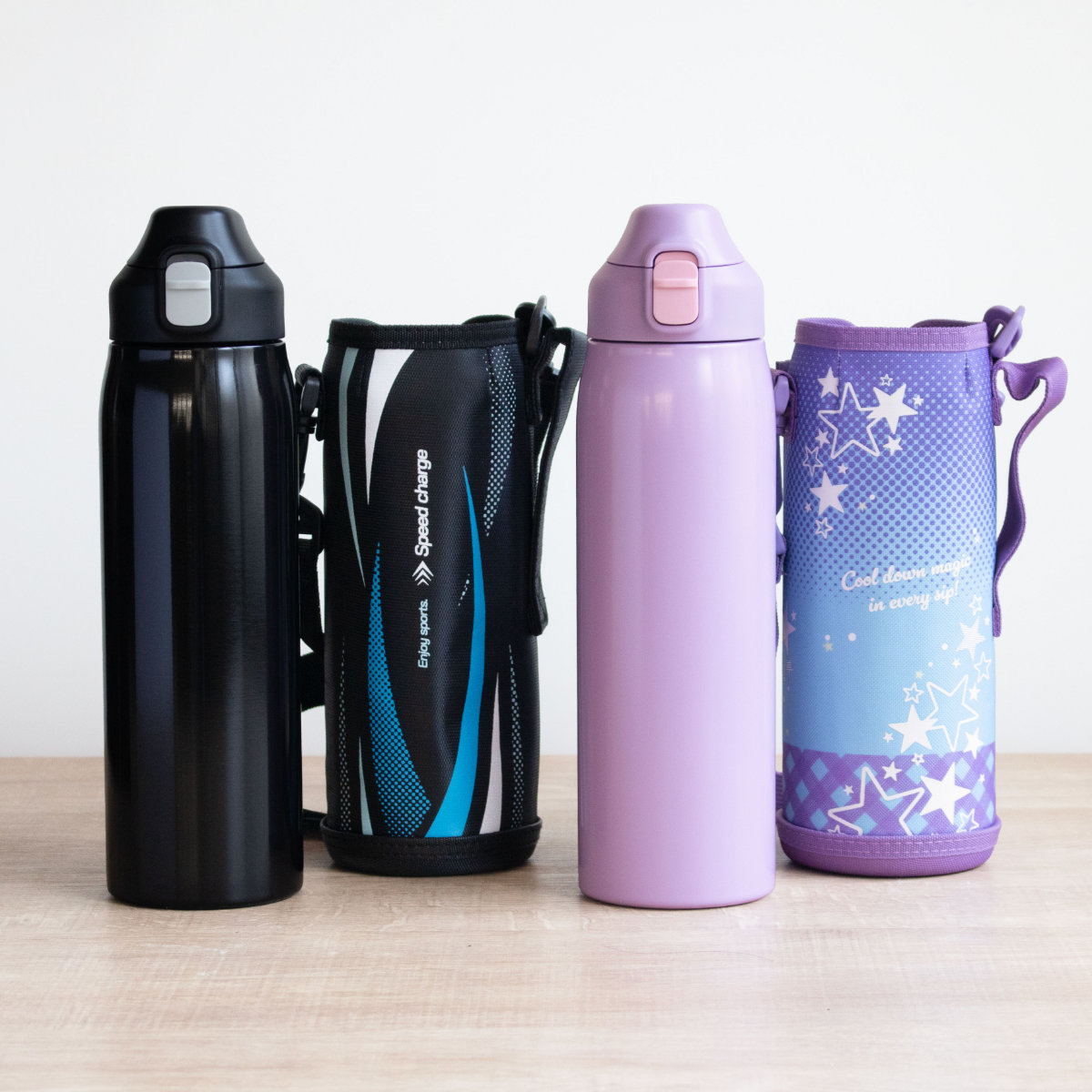 水筒 1L フォルテック ワンタッチ栓ダイレクトボトル ( 直飲み 保冷 ステンレスボトル スポーツボトル カバー ショルダー ポーチ 真空断熱構造 マグボトル ボトル ワンタッチ ステンレス 魔法瓶 ショルダーベルト こども ) 【ブルー】 ブルー