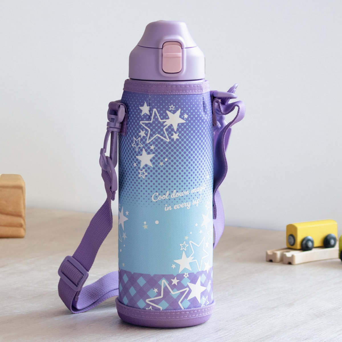 水筒 1L フォルテック ワンタッチ栓ダイレクトボトル ( 直飲み 保冷 ステンレスボトル スポーツボトル カバー ショルダー ポーチ 真空断熱構造 マグボトル ボトル ワンタッチ ステンレス 魔法瓶 ショルダーベルト こども ) 【ブルー】 ブルー