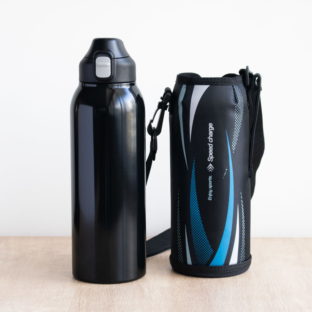 水筒 1.5L フォルテック ワンタッチ栓ダイレクトボトル ( 直飲み 保冷 ステンレスボトル スポーツボトル カバー ショルダー ポーチ 真空断熱構造 マグボトル ボトル ワンタッチ ステンレス 魔法瓶 ショルダーベルト こども )