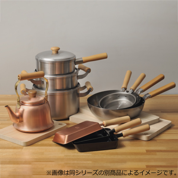 フライパン＆両手鍋3点セット ガス火専用 千歳 ガラス蓋付き 銅製 日本