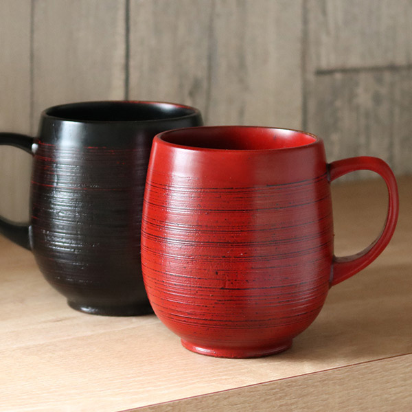 マグカップ 刷毛目 エッグカップ 220ml 木製 漆 ティーカップ 天然木 食器 朱 ( コップ マグ カップ コーヒーカップ 木 漆塗り 木目 木製食器 漆塗 塗り おしゃれ コーヒー 紅茶 木製カップ 割れにくい 根来 曙 丸いフォルム ) 【朱】 朱