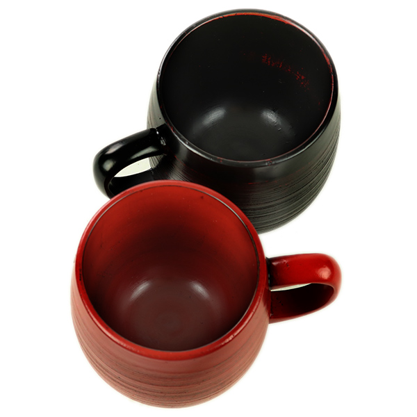 マグカップ 刷毛目 エッグカップ 220ml 木製 漆 ティーカップ 天然木 食器 朱 ( コップ マグ カップ コーヒーカップ 木 漆塗り 木目 木製食器 漆塗 塗り おしゃれ コーヒー 紅茶 木製カップ 割れにくい 根来 曙 丸いフォルム ) 【朱】 朱