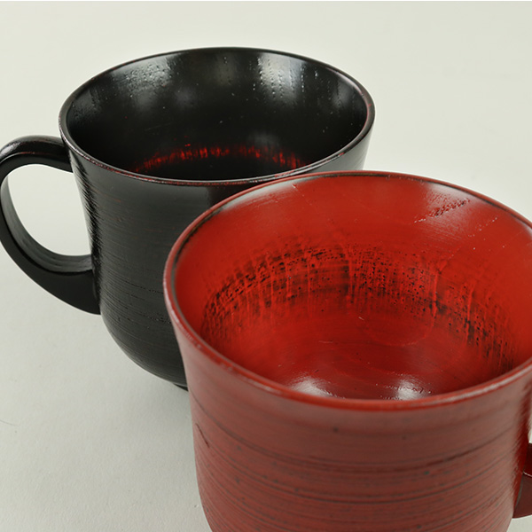 マグカップ 刷毛目 220ml 木製 漆 ティーカップ 天然木 食器 朱 ( コップ マグ カップ コーヒーカップ 木 漆塗り 木目 木製食器 漆塗 塗り おしゃれ コーヒー 紅茶 木製カップ 割れにくい 根来 曙 ) 【黒】 黒