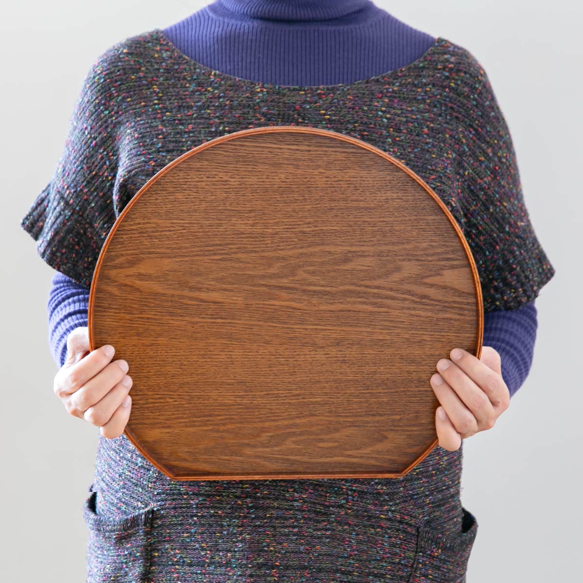 お盆 36cm トレー 半月膳 半月盆 木製 同色2枚セット ( ランチョンマット トレイ ウッドトレイ プレイスマット 膳 盆 キッチントレー 配膳 キッチン用品 おしゃれ ) 【ブラック】 ブラック