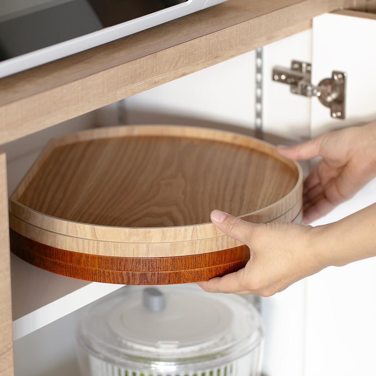 お盆 36cm トレー 半月膳 半月盆 木製 同色2枚セット ( ランチョンマット トレイ ウッドトレイ プレイスマット 膳 盆 キッチントレー 配膳 キッチン用品 おしゃれ ) 【ブラック】 ブラック